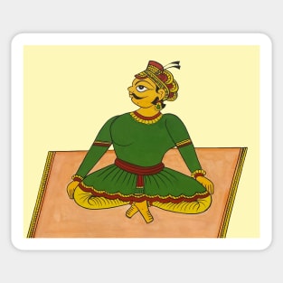 Yoga pose indian folk art style, yoga day, indian yoga mudra Sticker